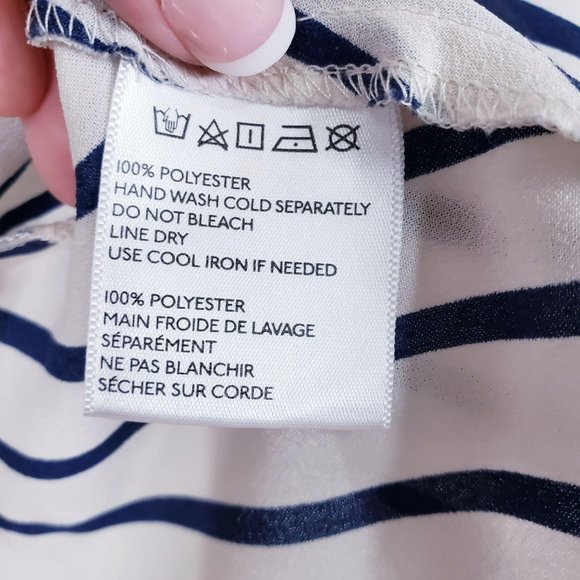 ANTHRO X PINS & NEEDLES Women's Cream Navy Blue Stripe Peplum Top XS Round Neck - Picture 12 of 14